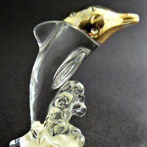 PAVE JEWELS CLEAR CRYSTAL GLASS FIGURINE DOLPHIN GERMANY
